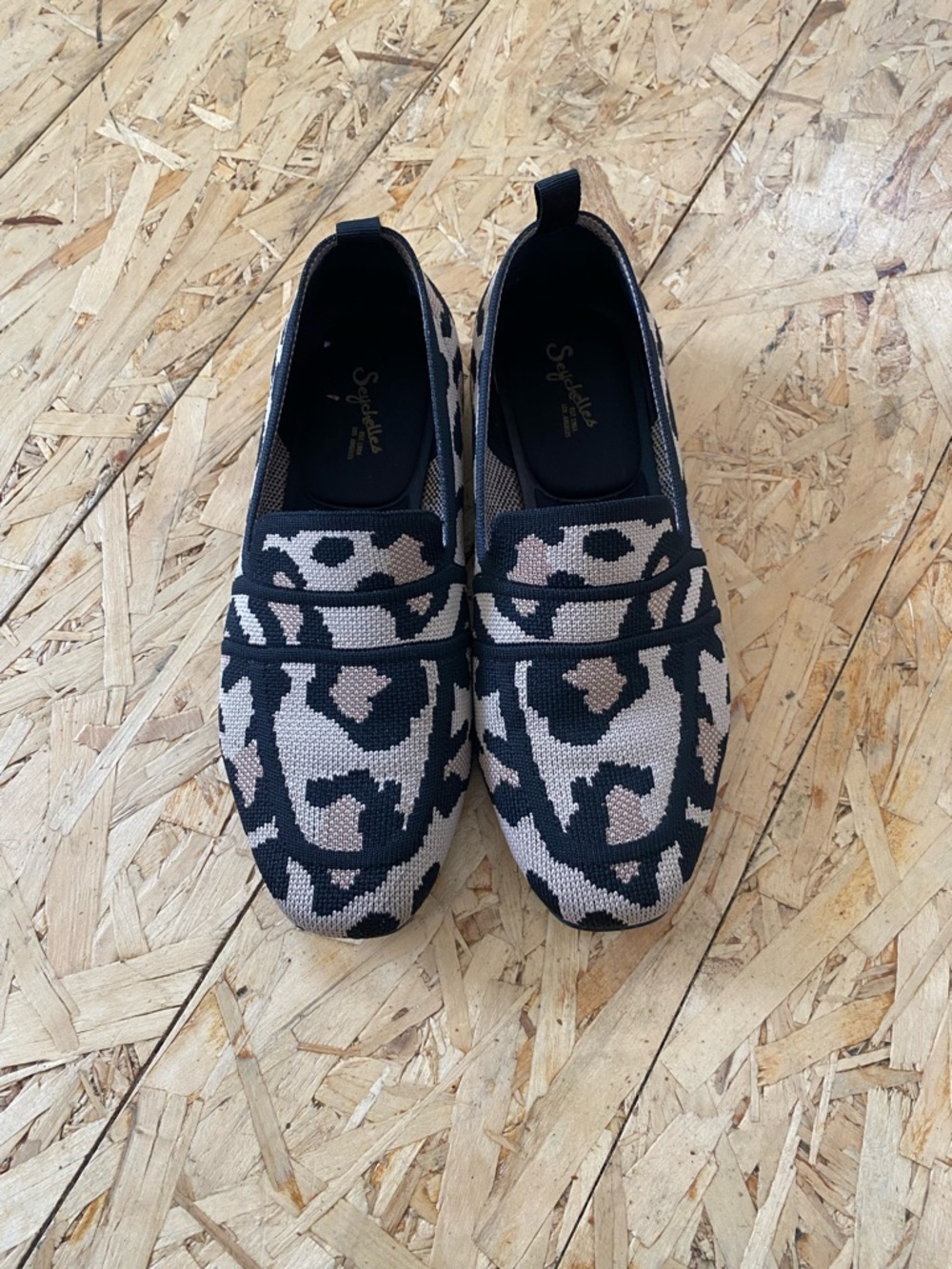 Rothy's Black and Tan Leopard Knit Flats